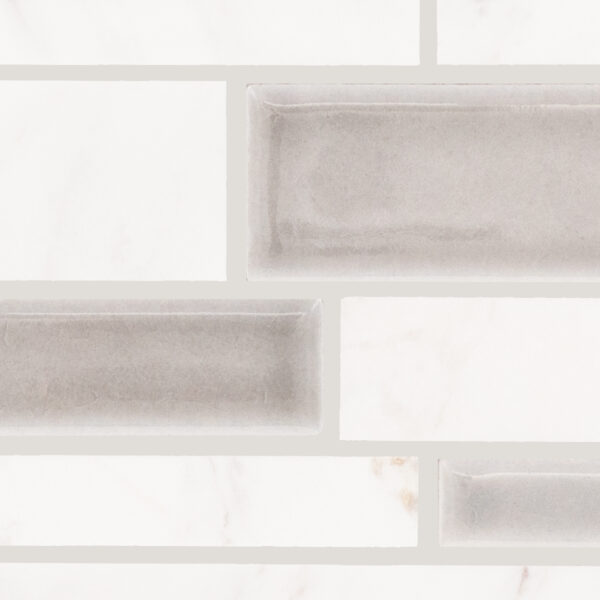 11.25" x 11.75" Raine Stratus White Bld Mosaic Natural Stone Tile Rectangle Random Linear Polished - Image 2