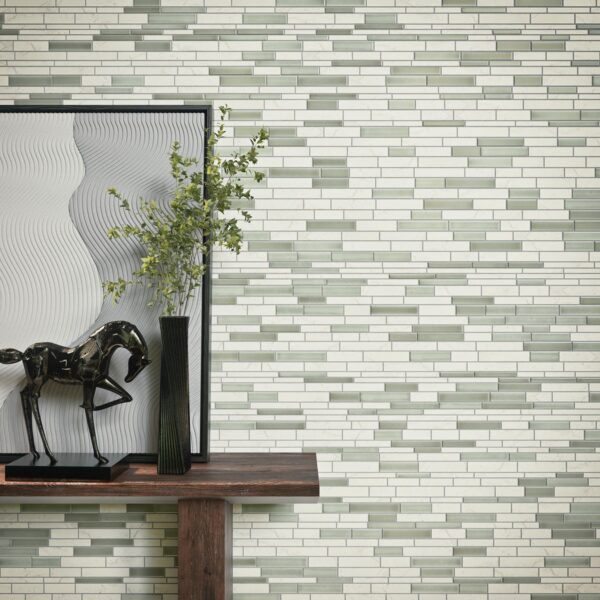 11.25" x 11.75" Raine Stratus White Bld Mosaic Natural Stone Tile Rectangle Random Linear Polished - Image 3