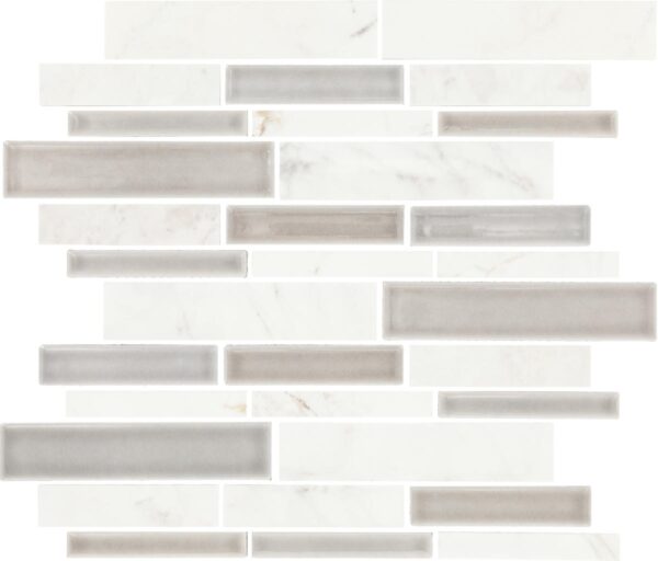 11.25" x 11.75" Raine Stratus White Bld Mosaic Natural Stone Tile Rectangle Random Linear Polished - Image 4
