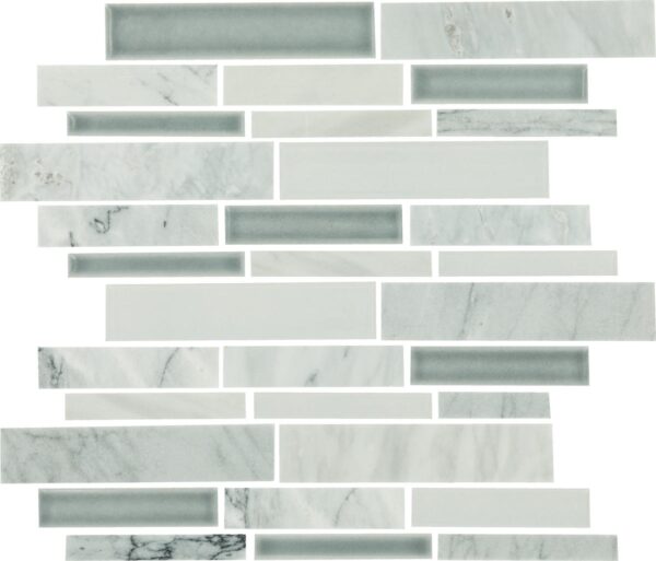 11.25" x 11.75" Raine Cirrus Storm Bld Mosaic Natural Stone Tile Rectangle Random Linear Polished