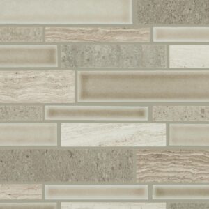 11.25" x 11.75" Raine Cumulus Grey Bld Mosaic Natural Stone Tile Rectangle Random Linear Polished