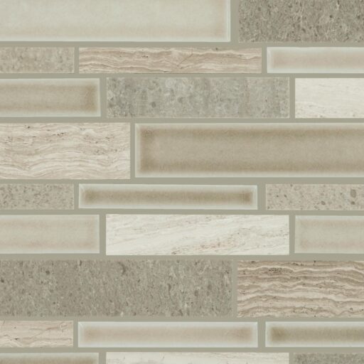 11.25" x 11.75" Raine Cumulus Grey Bld Mosaic Natural Stone Tile Rectangle Random Linear Polished