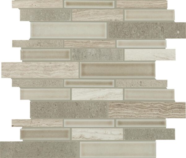 11.25" x 11.75" Raine Cumulus Grey Bld Mosaic Natural Stone Tile Rectangle Random Linear Polished - Image 4