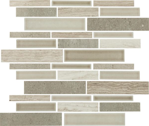 11.25" x 11.75" Raine Cumulus Grey Bld Mosaic Natural Stone Tile Rectangle Random Linear Polished - Image 5