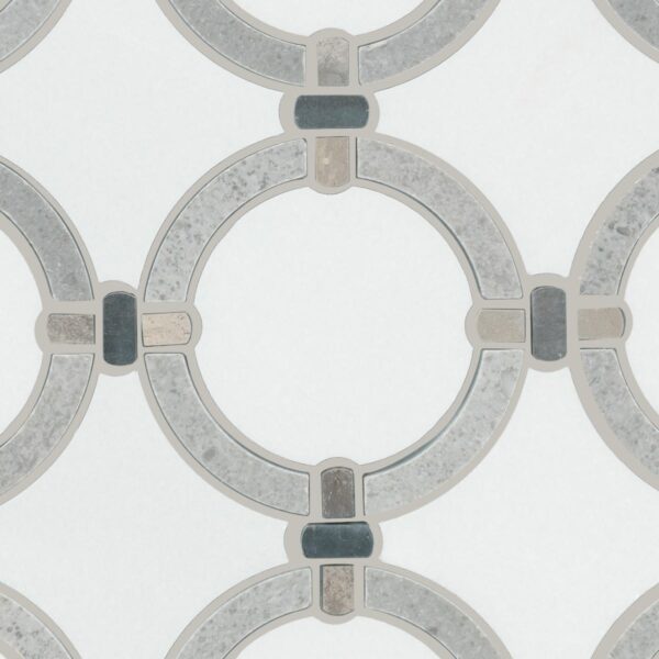 12.2" x 12" Raine Cumulus Grey Bld Mosaic Natural Stone Tile Rectangle Linked Ring Honed - Image 3