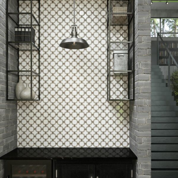 12.2" x 12" Raine Cumulus Grey Bld Mosaic Natural Stone Tile Rectangle Linked Ring Honed - Image 4
