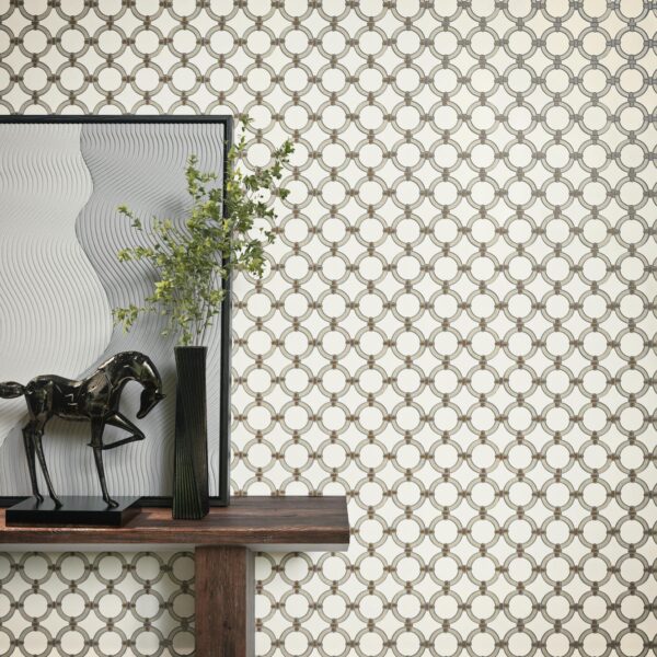 12.2" x 12" Raine Stratus White Bld Mosaic Natural Stone Tile Rectangle Linked Ring Honed - Image 4