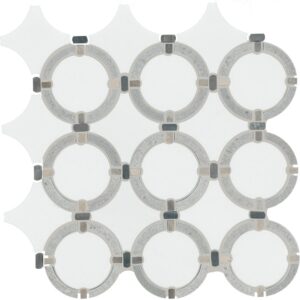 12.2" x 12" Raine Cumulus Grey Bld Mosaic Natural Stone Tile Rectangle Linked Ring Honed