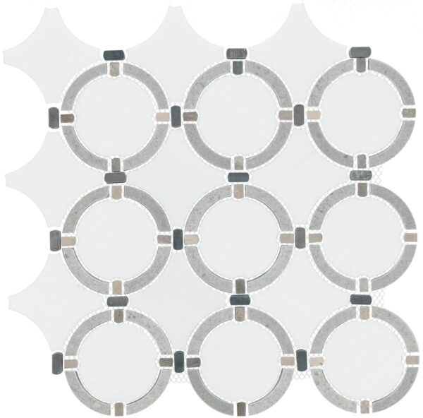 12.2" x 12" Raine Stratus White Bld Mosaic Natural Stone Tile Rectangle Linked Ring Honed - Image 5
