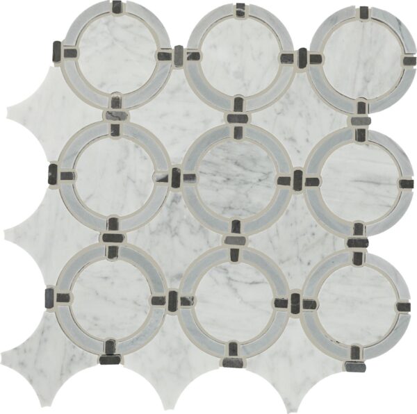 12.2" x 12" Raine Cirrus Storm Bld Mosaic Natural Stone Tile Rectangle Linked Ring Honed - Image 4