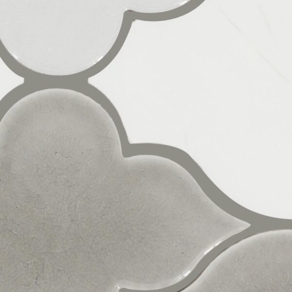 11.25" x 12" Raine Stratus White Bld Mosaic Natural Stone Tile Rectangle Arabesque Honed - Image 2