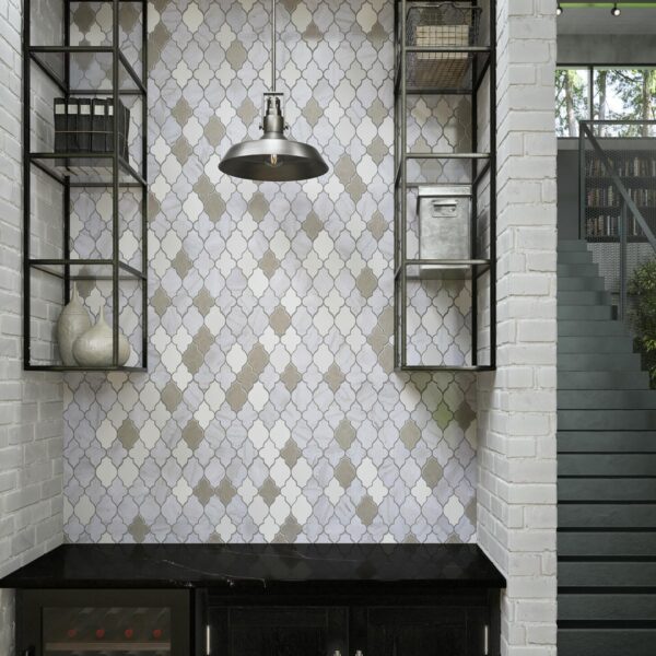 11.25" x 12" Raine Stratus White Bld Mosaic Natural Stone Tile Rectangle Arabesque Honed - Image 3