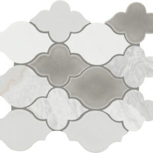 11.25" x 12" Raine Stratus White Bld Mosaic Natural Stone Tile Rectangle Arabesque Honed