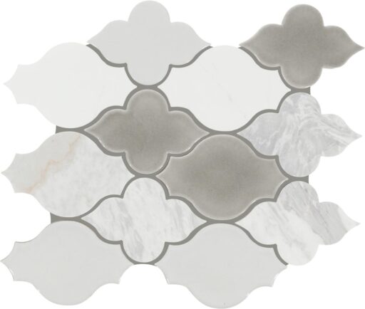 11.25" x 12" Raine Stratus White Bld Mosaic Natural Stone Tile Rectangle Arabesque Honed