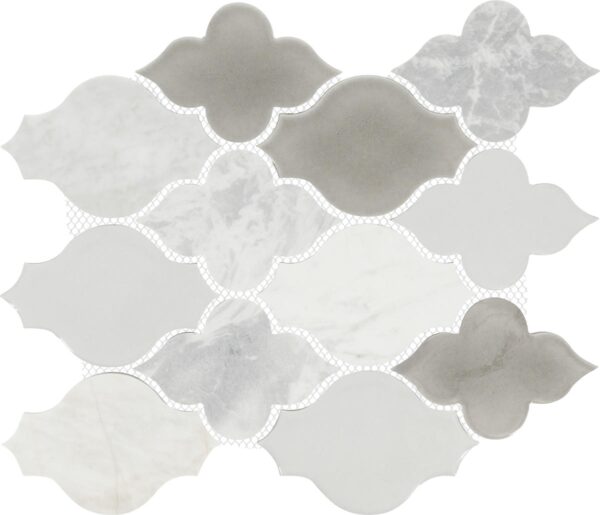 11.25" x 12" Raine Stratus White Bld Mosaic Natural Stone Tile Rectangle Arabesque Honed - Image 4