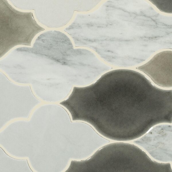 11.25" x 12" Raine Cirrus Storm Bld Mosaic Natural Stone Tile Rectangle Arabesque Honed - Image 4