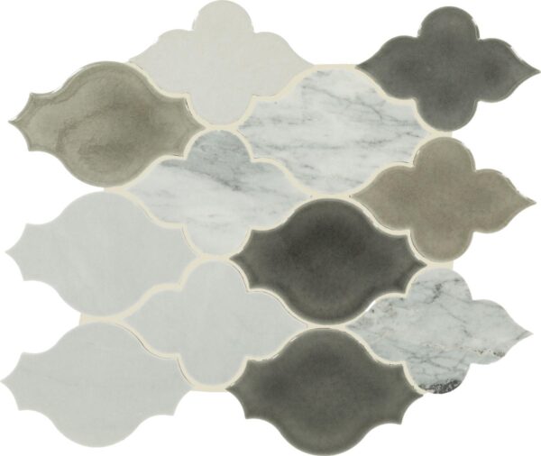 11.25" x 12" Raine Cirrus Storm Bld Mosaic Natural Stone Tile Rectangle Arabesque Honed