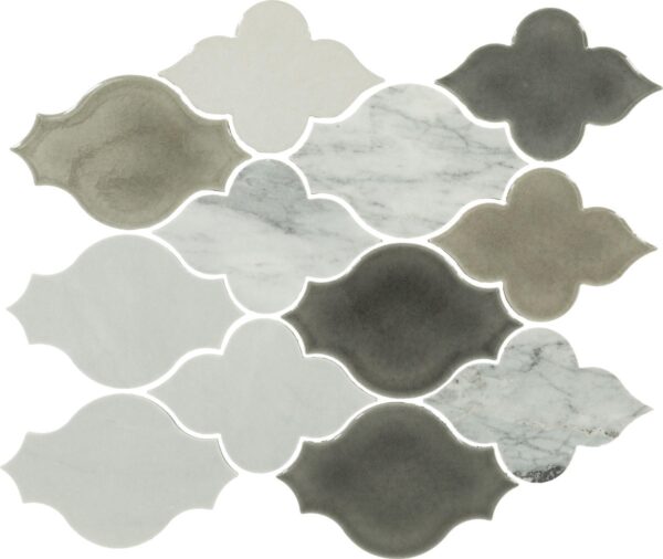 11.25" x 12" Raine Cirrus Storm Bld Mosaic Natural Stone Tile Rectangle Arabesque Honed - Image 5