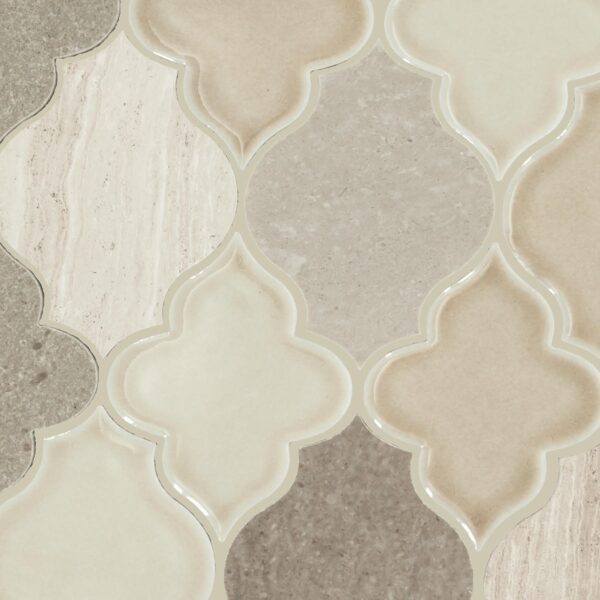 11.25" x 12" Raine Cumulus Grey Bld Mosaic Natural Stone Tile Rectangle Arabesque Polished - Image 3