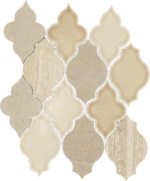 11.25" x 12" Raine Cumulus Grey Bld Mosaic Natural Stone Tile Rectangle Arabesque Polished - Image 4