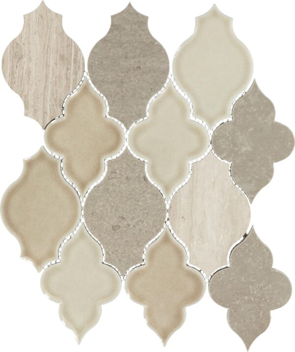 11.25" x 12" Raine Cumulus Grey Bld Mosaic Natural Stone Tile Rectangle Arabesque Polished - Image 5
