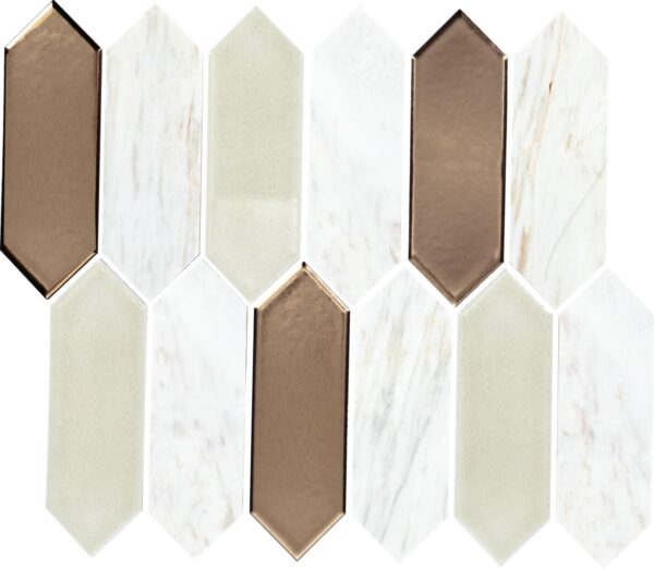 10.75" x 11.73" Fonte Pier White Blend Mosaic Natural Stone Tile Rectangle Picket Mix - Image 6