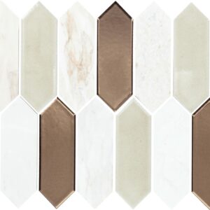 10.75" x 11.73" Fonte Pier White Blend Mosaic Natural Stone Tile Rectangle Picket Mix