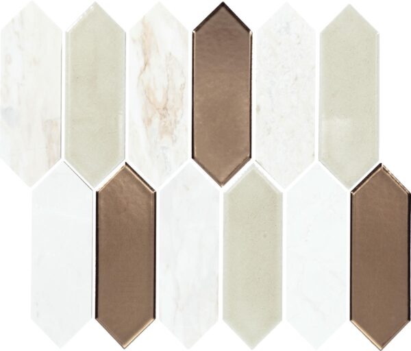 10.75" x 11.73" Fonte Pier White Blend Mosaic Natural Stone Tile Rectangle Picket Mix