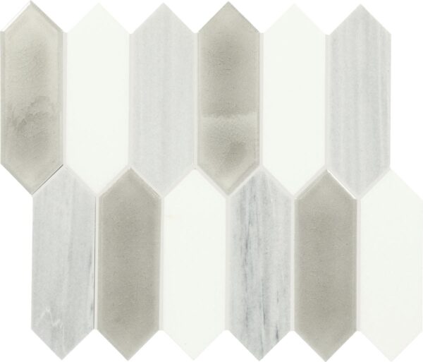 10.75" x 11.73" Fonte Nautical Grey Blend Mosaic Natural Stone Tile Rectangle Picket Mix - Image 5