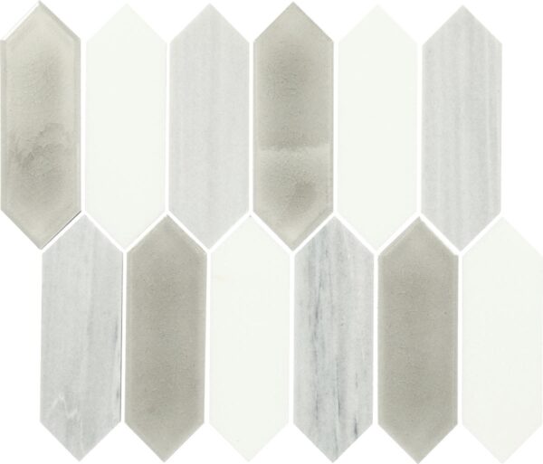 10.75" x 11.73" Fonte Nautical Grey Blend Mosaic Natural Stone Tile Rectangle Picket Mix - Image 6