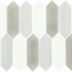 10.75" x 11.73" Fonte Nautical Grey Blend Mosaic Natural Stone Tile Rectangle Picket Mix
