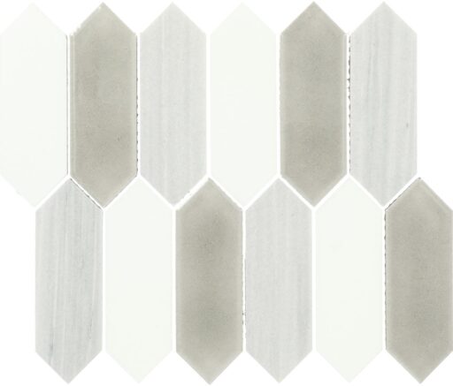 10.75" x 11.73" Fonte Nautical Grey Blend Mosaic Natural Stone Tile Rectangle Picket Mix