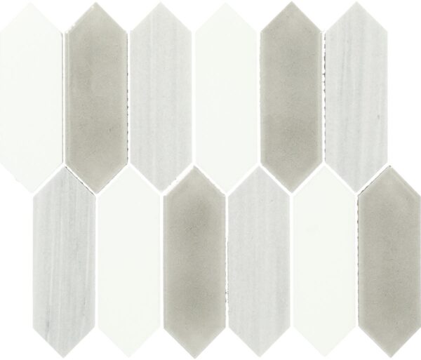 10.75" x 11.73" Fonte Nautical Grey Blend Mosaic Natural Stone Tile Rectangle Picket Mix