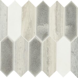 10.75" x 11.73" Fonte Heather Harbor Blend Mosaic Natural Stone Tile Rectangle Picket Mix