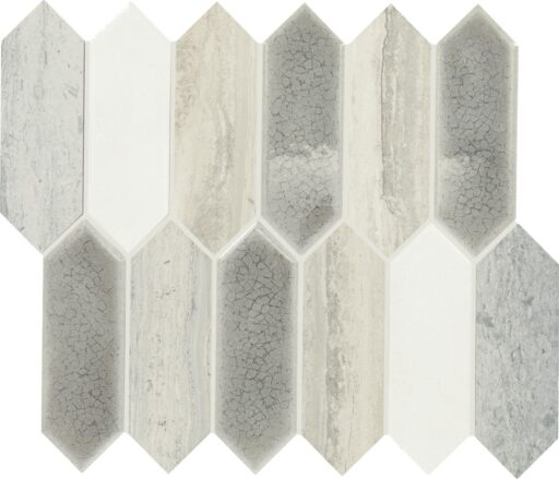 10.75" x 11.73" Fonte Heather Harbor Blend Mosaic Natural Stone Tile Rectangle Picket Mix