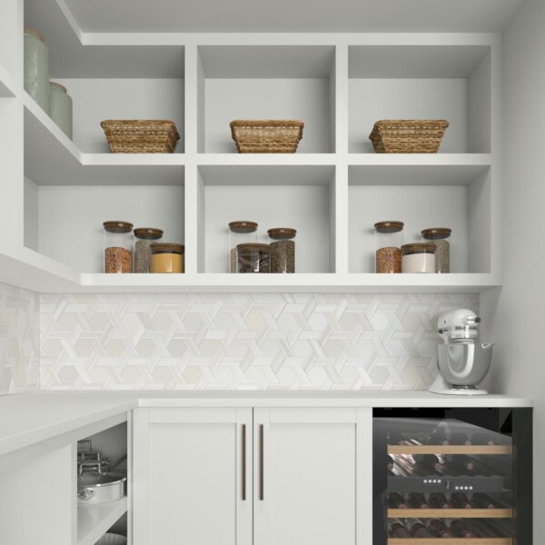 10.25" x 11.44" Fonte Pier White Blend Mosaic Natural Stone Tile Rectangle Rotating Hexagon Honed - Image 2