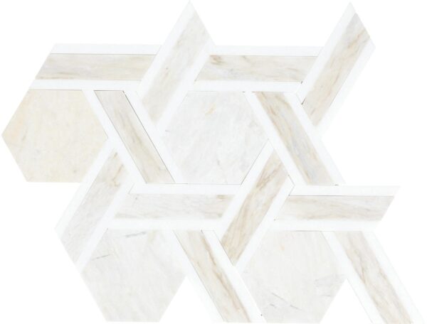 10.25" x 11.44" Fonte Pier White Blend Mosaic Natural Stone Tile Rectangle Rotating Hexagon Honed - Image 5