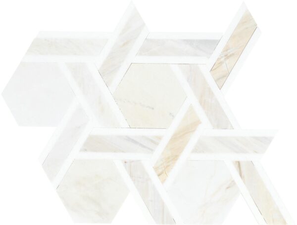 10.25" x 11.44" Fonte Pier White Blend Mosaic Natural Stone Tile Rectangle Rotating Hexagon Honed - Image 6