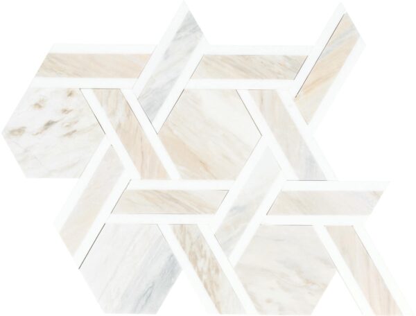 10.25" x 11.44" Fonte Pier White Blend Mosaic Natural Stone Tile Rectangle Rotating Hexagon Honed - Image 7