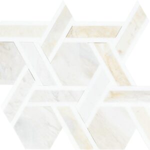 10.25" x 11.44" Fonte Pier White Blend Mosaic Natural Stone Tile Rectangle Rotating Hexagon Honed