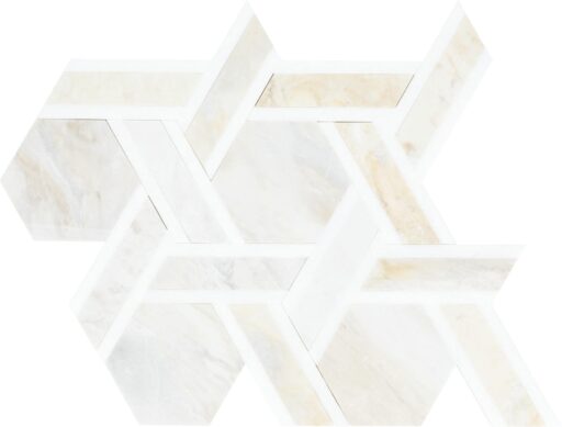 10.25" x 11.44" Fonte Pier White Blend Mosaic Natural Stone Tile Rectangle Rotating Hexagon Honed
