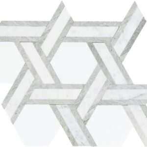 10.25" x 11.44" Fonte Heather Harbor Blend Mosaic Natural Stone Tile Rectangle Rotating Hexagon Honed