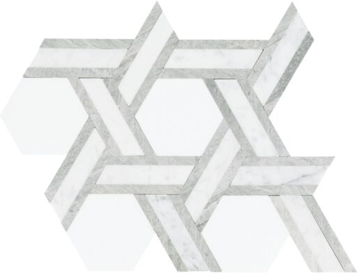 10.25" x 11.44" Fonte Heather Harbor Blend Mosaic Natural Stone Tile Rectangle Rotating Hexagon Honed