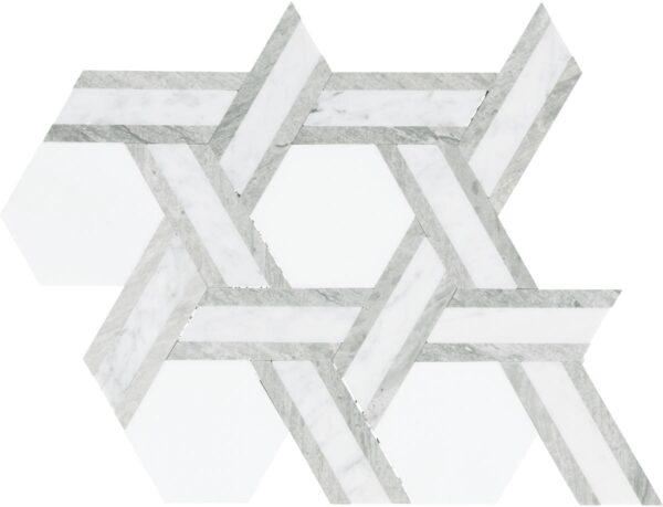 10.25" x 11.44" Fonte Heather Harbor Blend Mosaic Natural Stone Tile Rectangle Rotating Hexagon Honed - Image 5