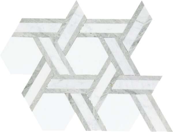 10.25" x 11.44" Fonte Heather Harbor Blend Mosaic Natural Stone Tile Rectangle Rotating Hexagon Honed - Image 6