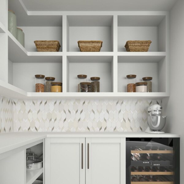 8.25" x 10.38" Fonte Pier White Blend Mosaic Natural Stone Tile Rectangle Double Leaf Mix - Image 2