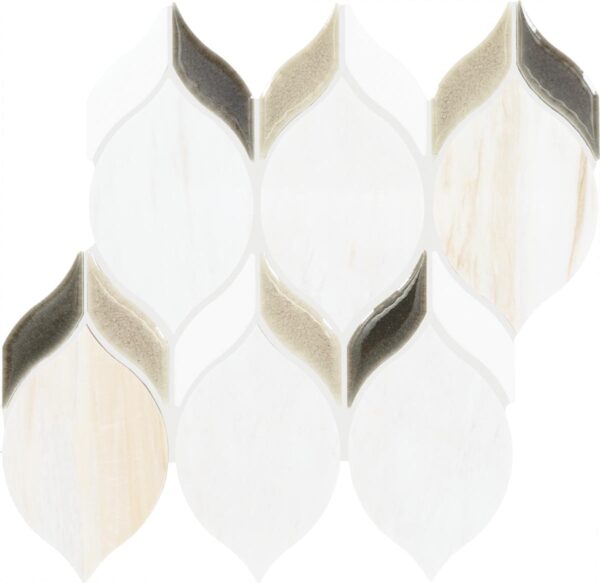 8.25" x 10.38" Fonte Pier White Blend Mosaic Natural Stone Tile Rectangle Double Leaf Mix - Image 5