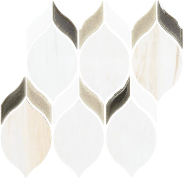 8.25" x 10.38" Fonte Pier White Blend Mosaic Natural Stone Tile Rectangle Double Leaf Mix - Image 6