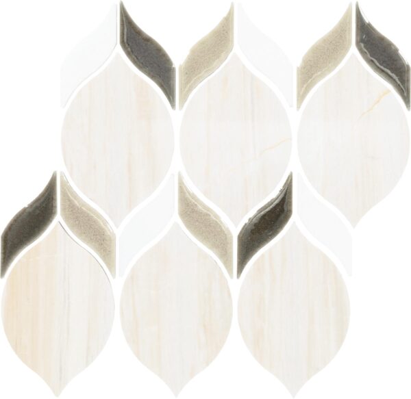 8.25" x 10.38" Fonte Pier White Blend Mosaic Natural Stone Tile Rectangle Double Leaf Mix