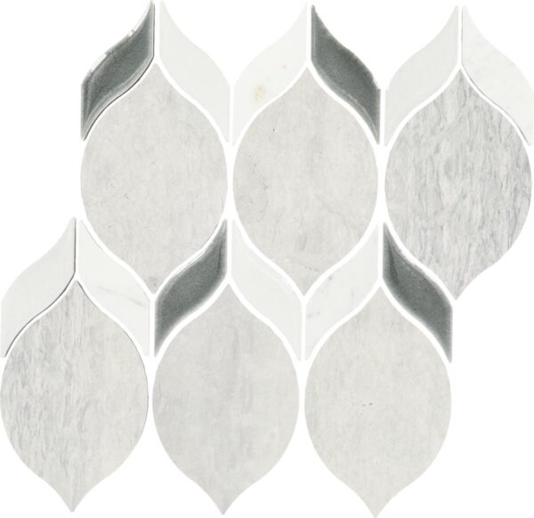 8.25" x 10.38" Fonte Heather Hrb Bld Mosaic Natural Stone Tile Rectangle Double Leaf Mix